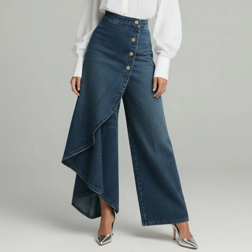 Carla - Pantalón Denim Envolvente