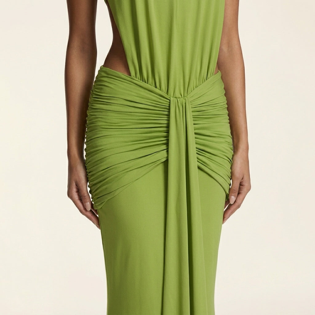 Thekla™ | Vestido Maxi Cuello Halter Espalda Abierta
