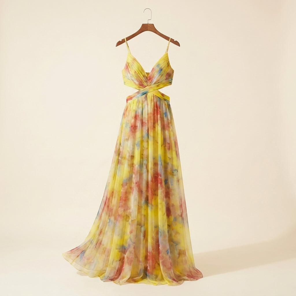 Giselle™ | Vestido Maxi de Gasa con Estampado Floral