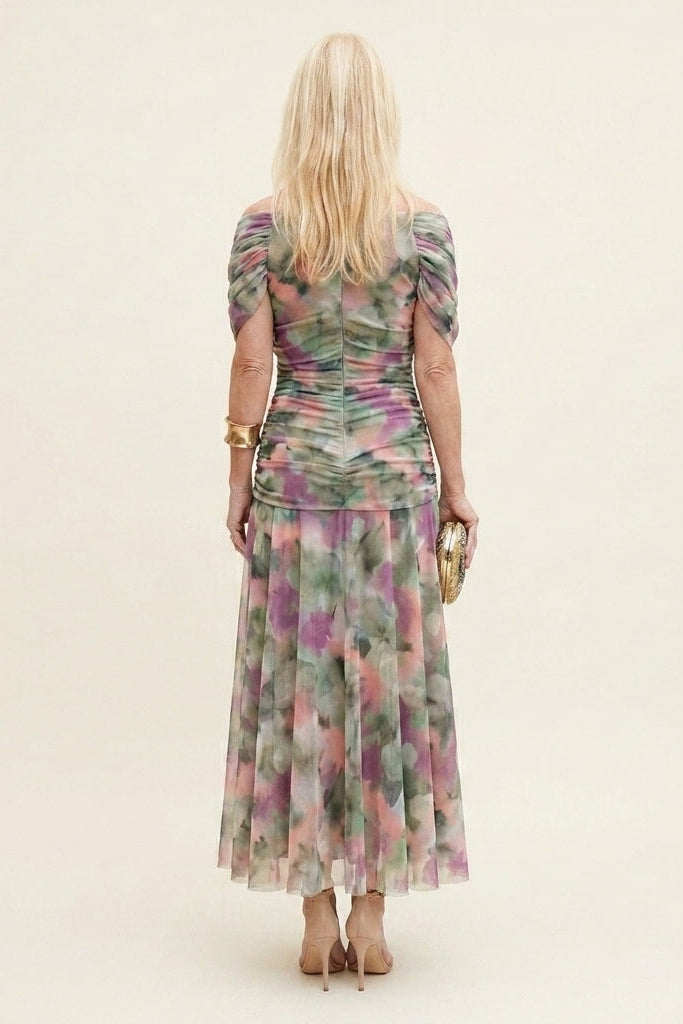 Carlota™ | Vestido Largo Drapeado de Tul