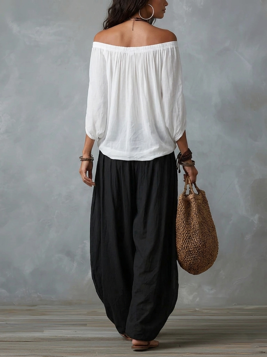 Selene™ | Conjunto Hombros Descubiertos y Pantalón Bombacho