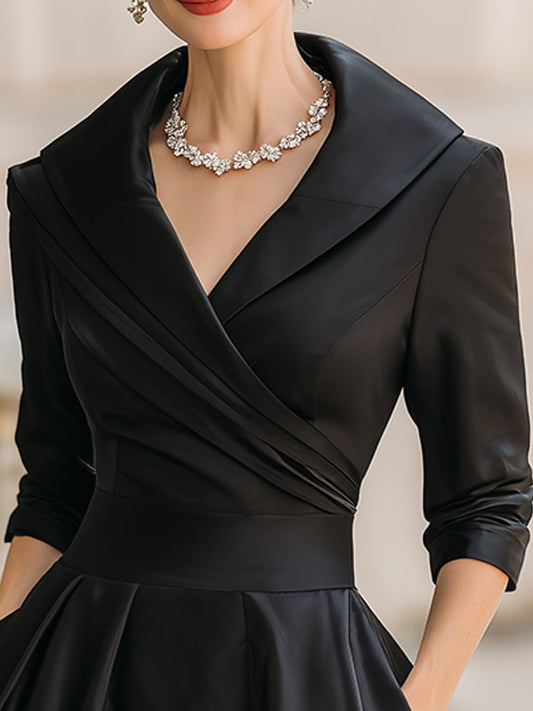 Lina™ | Vestido Midi Satinado de Corte Vintage