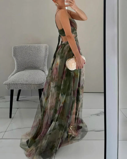 Giselle™ | Vestido Maxi de Gasa con Estampado Floral