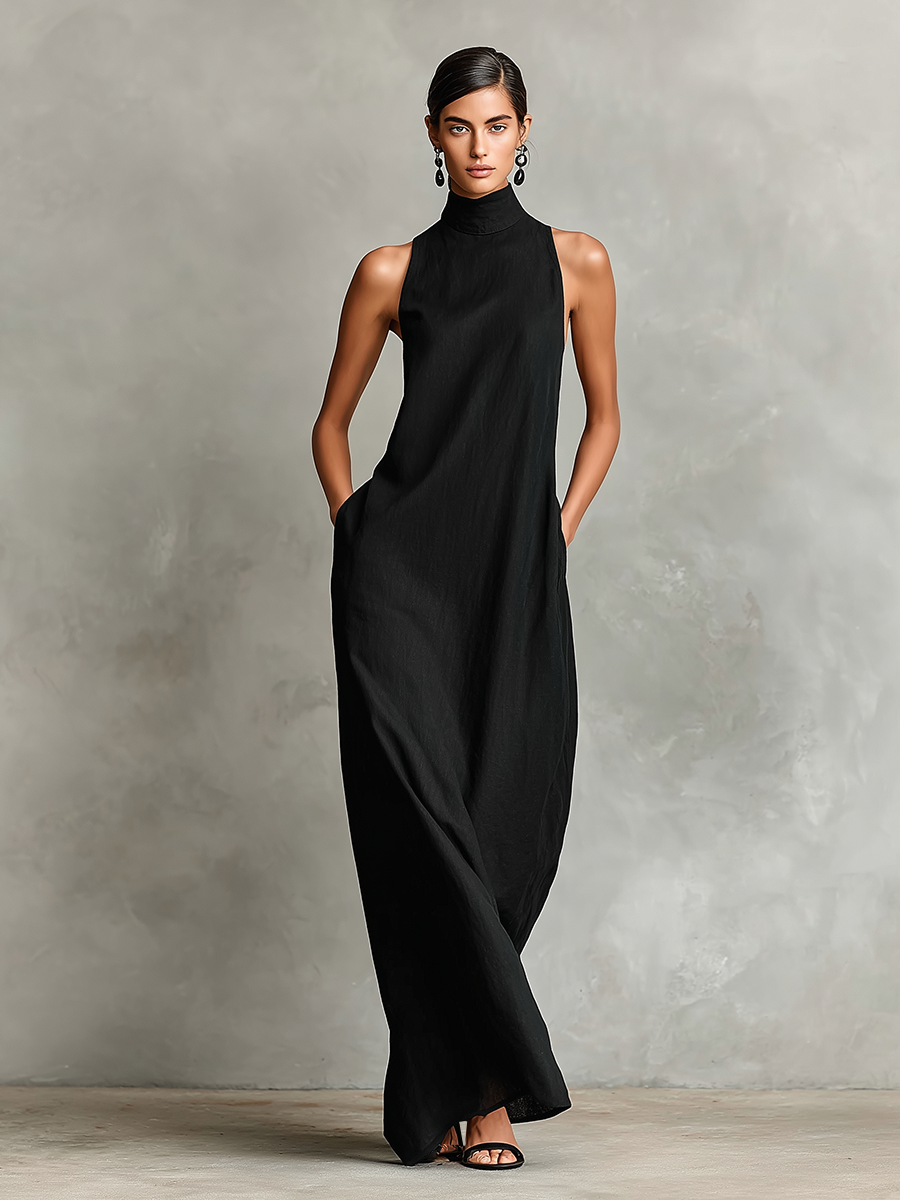 Cloe™ | Vestido Largo de Cuello Alto