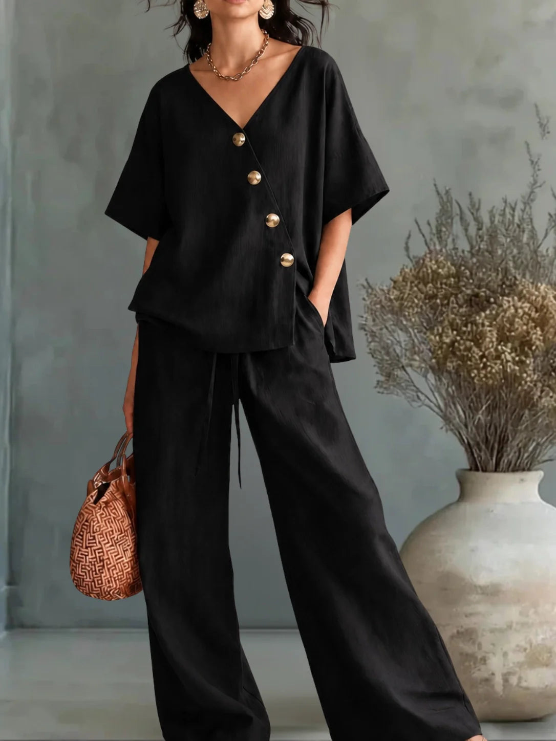 Silvana™ | Conjunto Escote en V con Botones