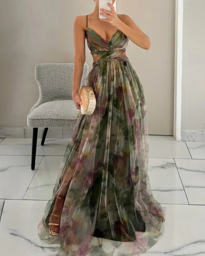 Giselle™ | Vestido Maxi de Gasa con Estampado Floral
