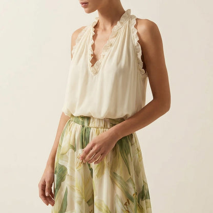 Selene™ | Conjunto Blusa Volante y Pantalón Floral