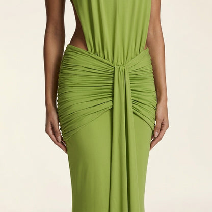 Thekla™ | Vestido Maxi Cuello Halter Espalda Abierta