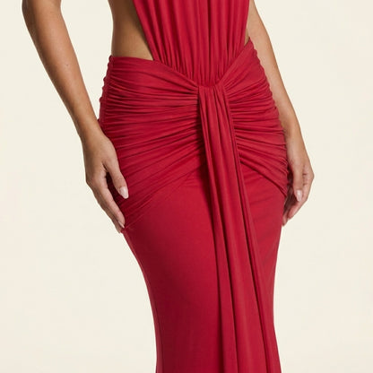 Thekla™ | Vestido Maxi Cuello Halter Espalda Abierta