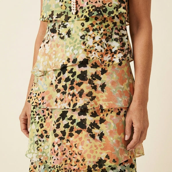 Daniela™ | Vestido Fluido Mosaico Verde