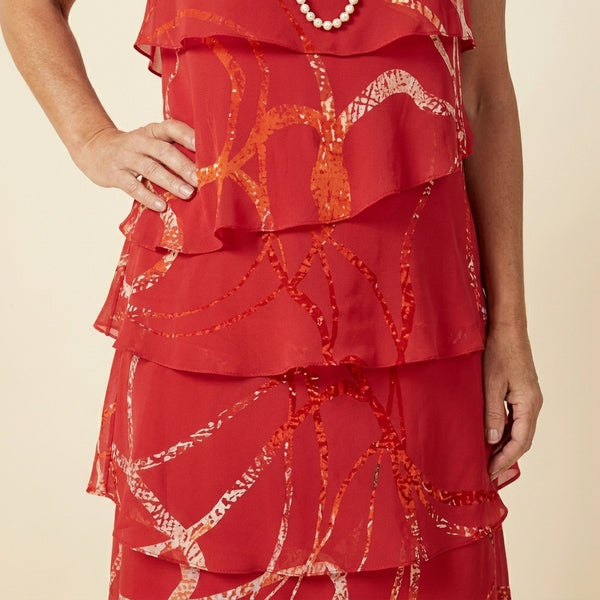Marga™ | Vestido Fluido Rojo Estampado