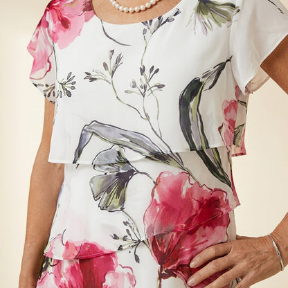 Lia™ | Vestido Fluido Blanco Floral