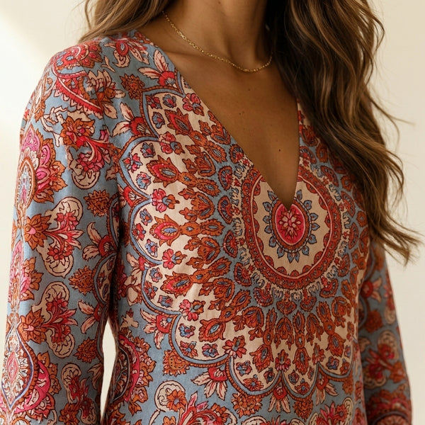 Gianna™ | Vestido rojo floral
