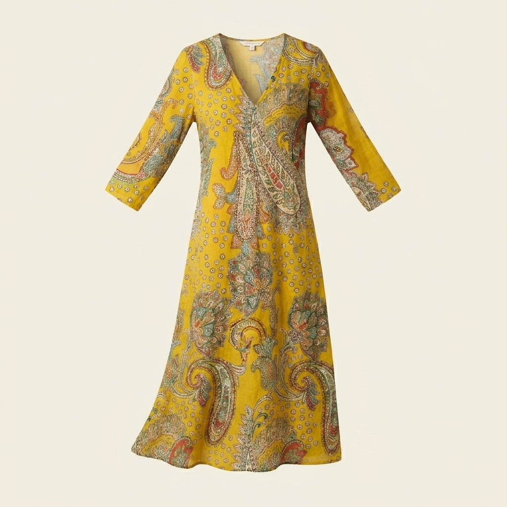 Eva™ | Vestido mostaza floral