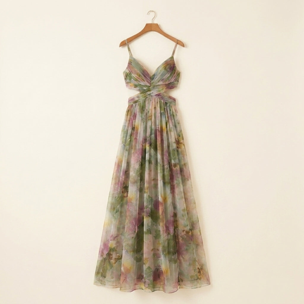Giselle™ | Vestido Maxi de Gasa con Estampado Floral