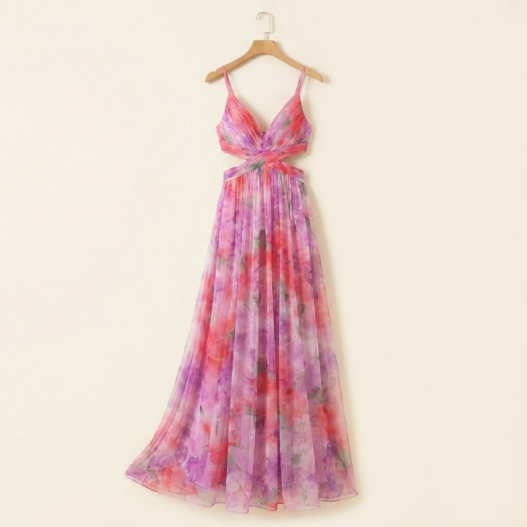Giselle™ | Vestido Maxi de Gasa con Estampado Floral