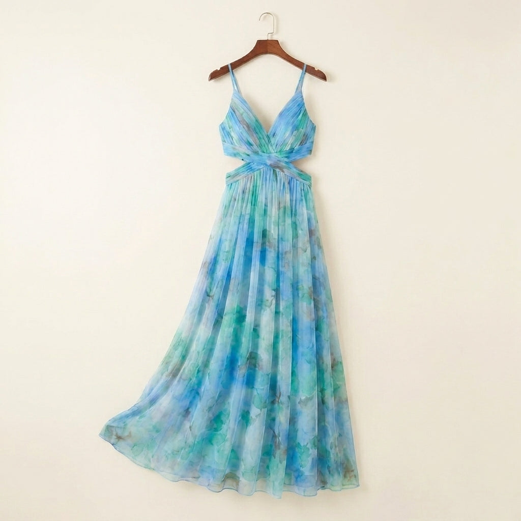 Giselle™ | Vestido Maxi de Gasa con Estampado Floral