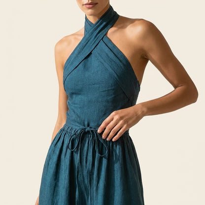Niara™ | Mono Halter Cruzado Pantalón Ancho