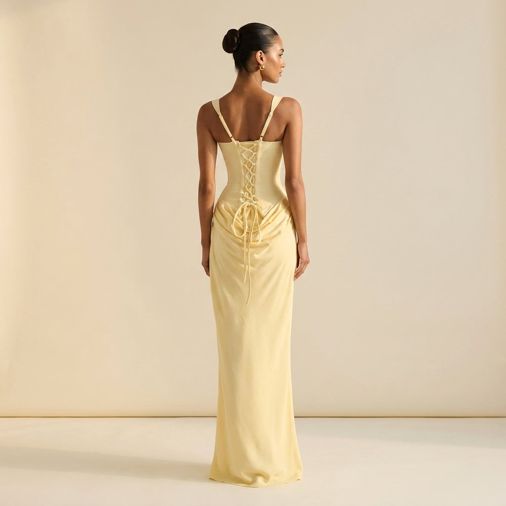 Cornelia™ | Vestido Maxi Corsé Drapeado