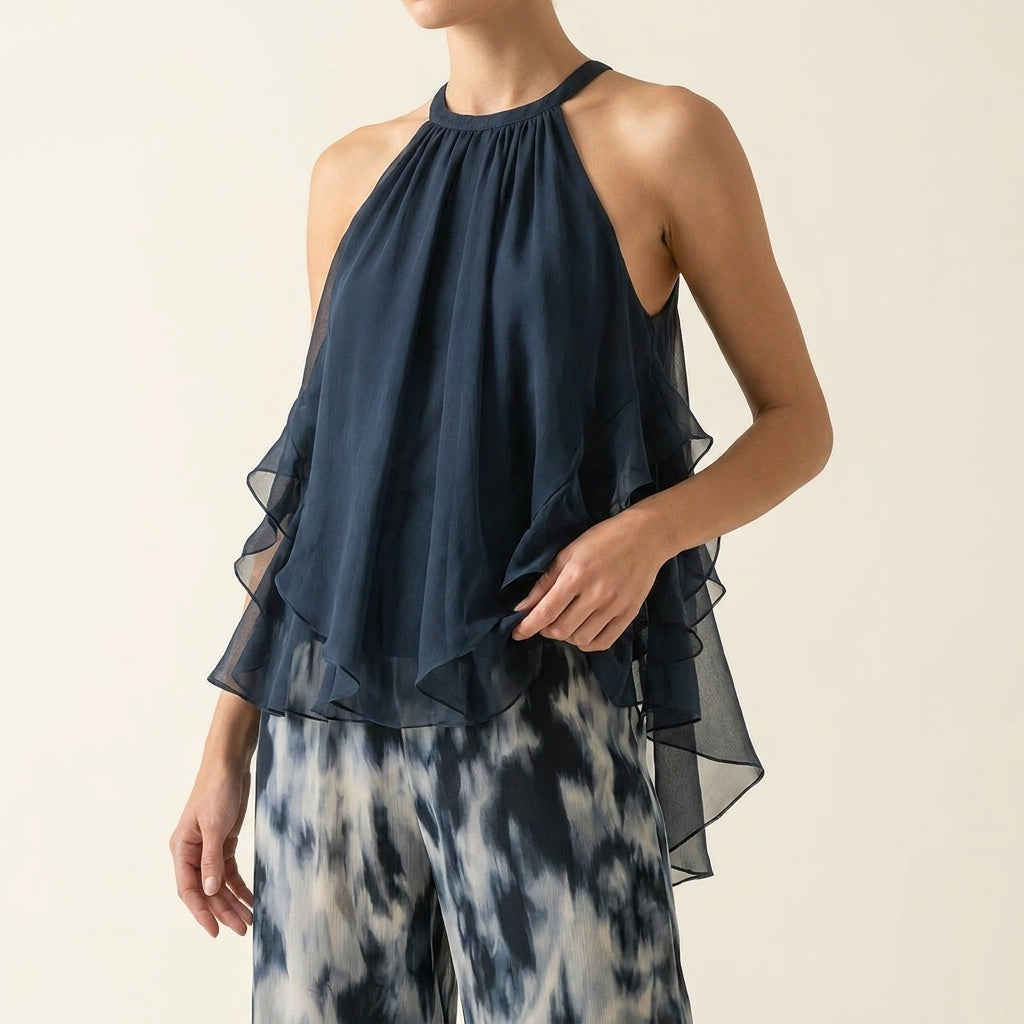 Calla™ | Conjunto Blusa Volantes y Pantalón Estampado
