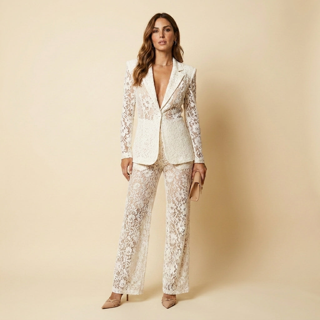 Cassandra™ | Conjunto Encaje Chaqueta y Pantalón