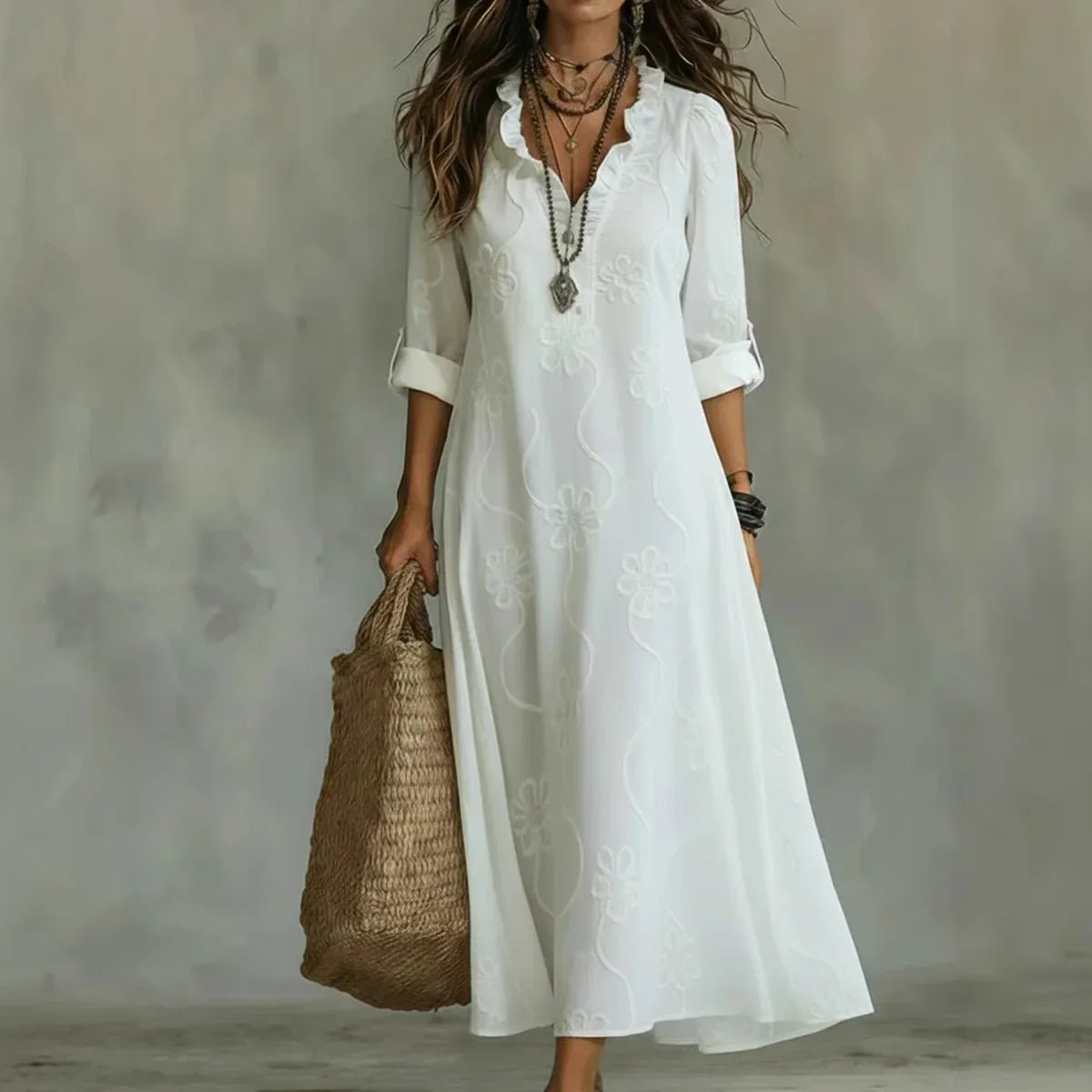 Sienna™ | Vestido Largo de Flores Bordadas
