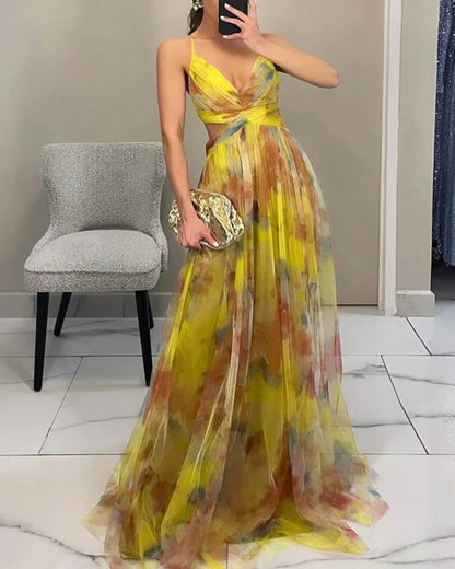 Giselle™ | Vestido Maxi de Gasa con Estampado Floral