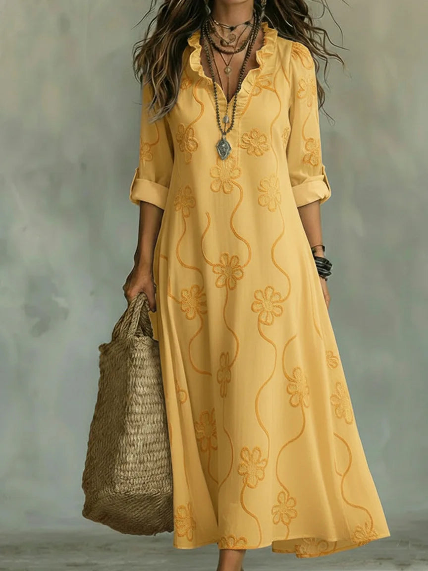 Sienna™ | Vestido Largo de Flores Bordadas