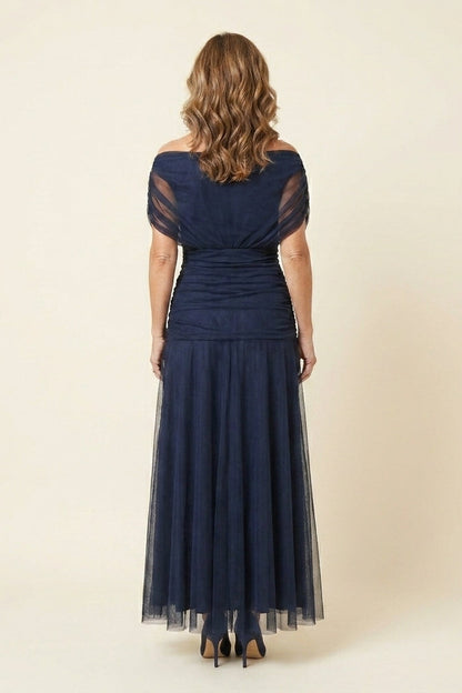 Carlota™ | Vestido Largo Drapeado de Tul