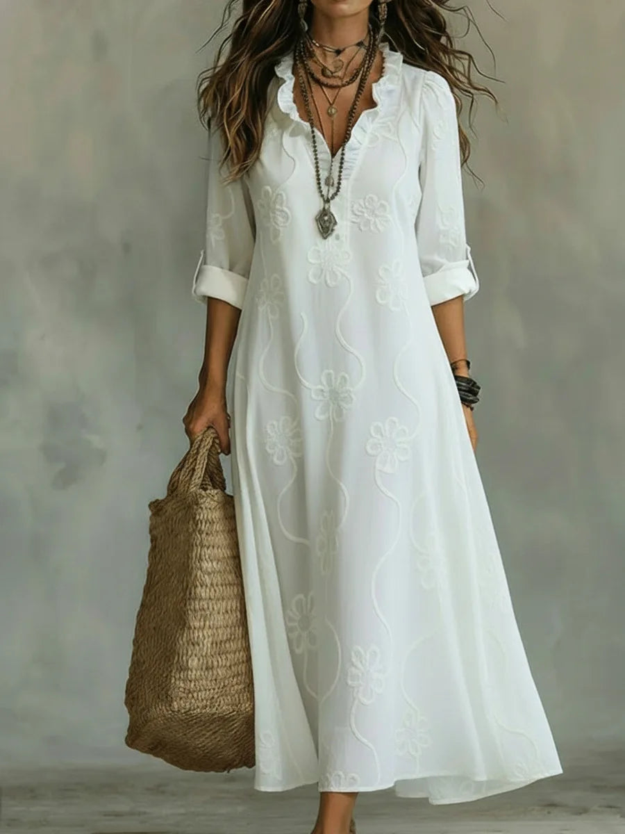 Sienna™ | Vestido Largo de Flores Bordadas