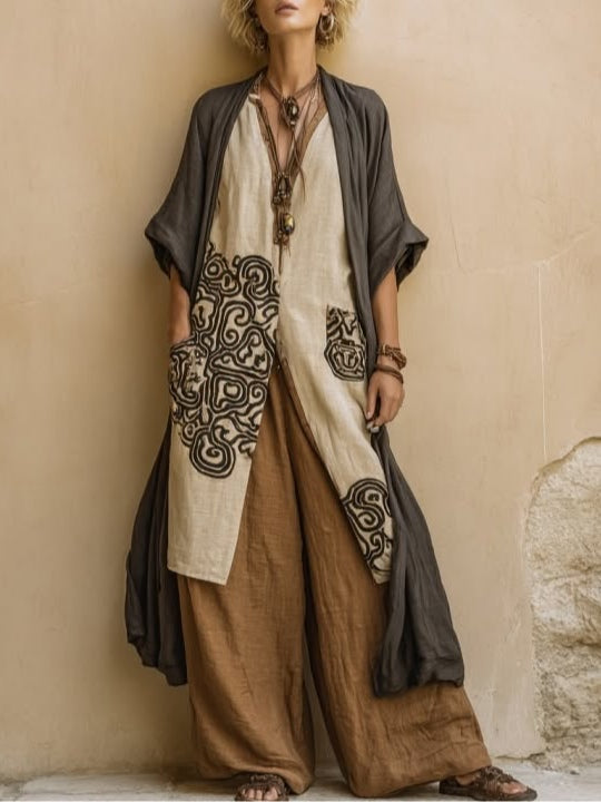 Raffaella™ | Conjunto Boho Largo Bordado