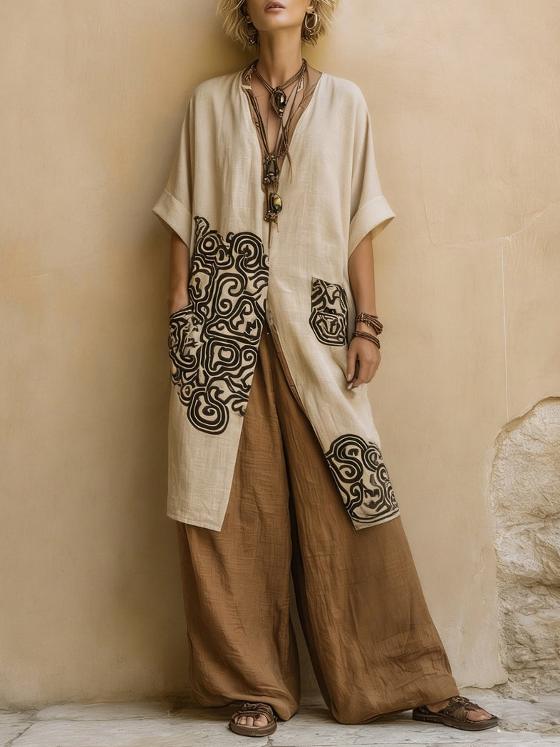 Raffaella™ | Conjunto Boho Largo Bordado