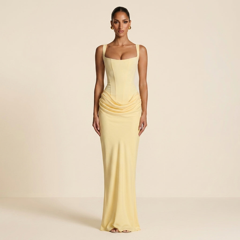 Cornelia™ | Vestido Maxi Corsé Drapeado