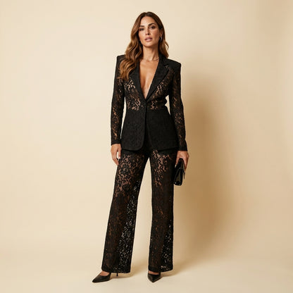 Cassandra™ | Conjunto Encaje Chaqueta y Pantalón