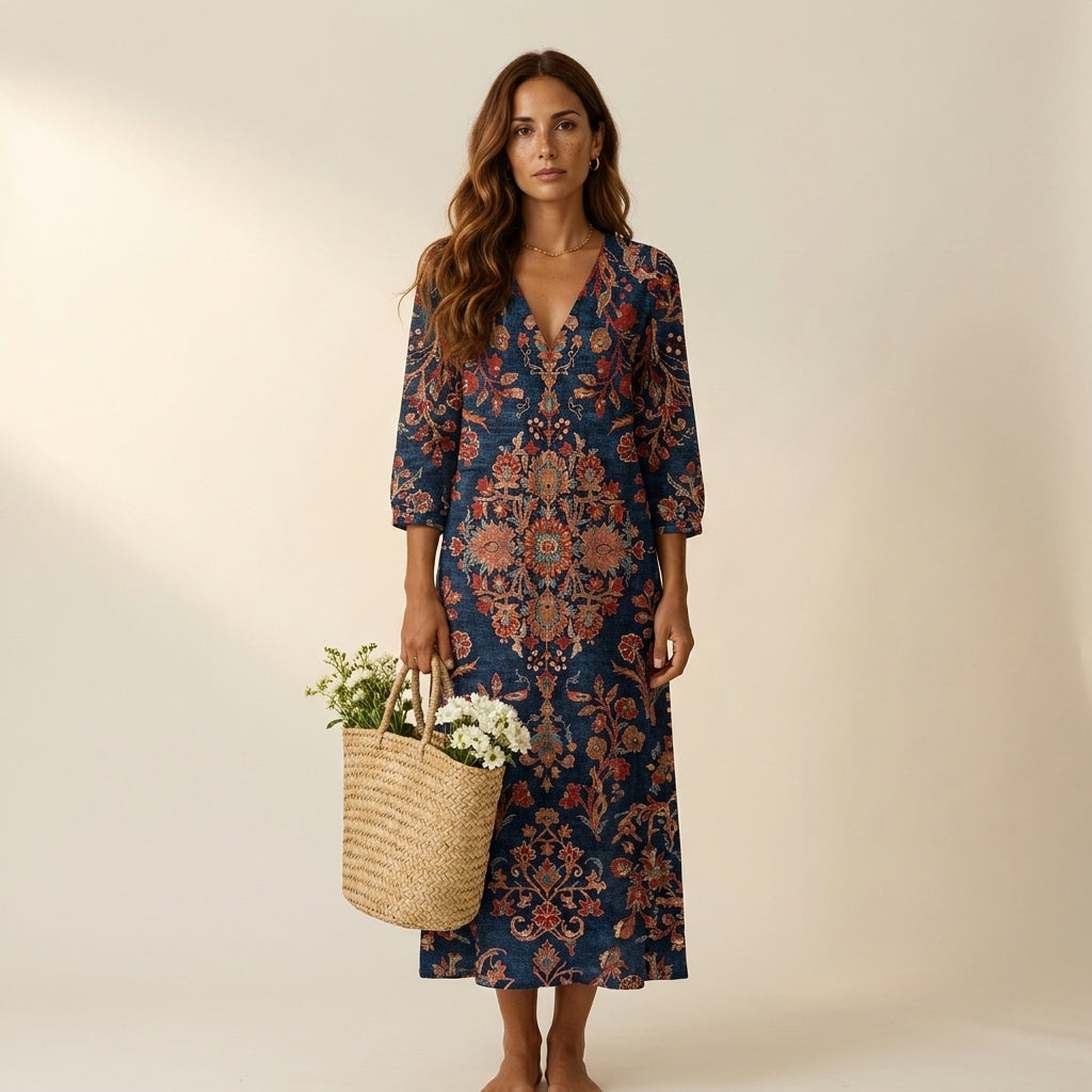 Alessia™ | Vestido granate floral