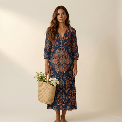 Alessia™ | Vestido granate floral