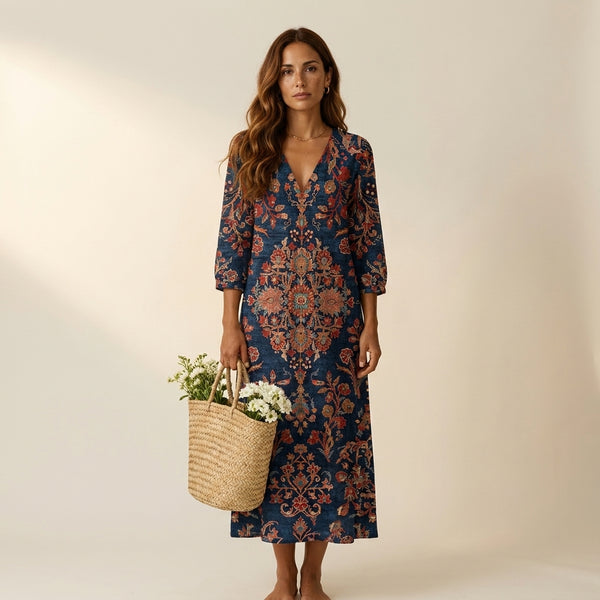 Alessia™ | Vestido granate floral