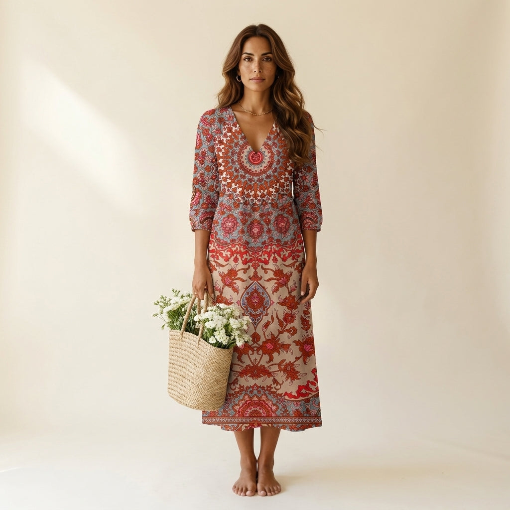 Gianna™ | Vestido rojo floral