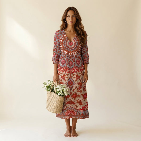 Gianna™ | Vestido rojo floral