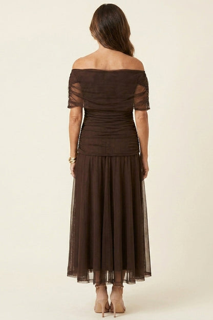 Carlota™ | Vestido Largo Drapeado de Tul