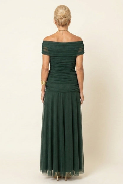 Carlota™ | Vestido Largo Drapeado de Tul