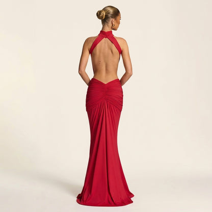 Thekla™ | Vestido Maxi Cuello Halter Espalda Abierta