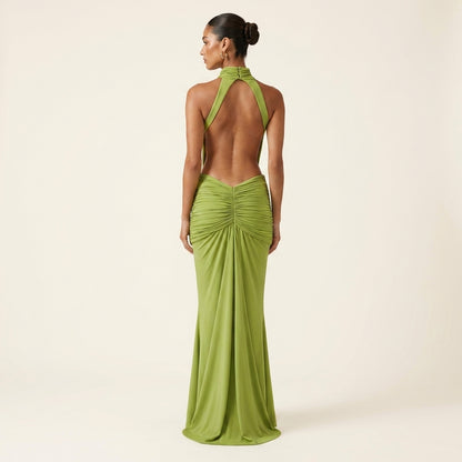 Thekla™ | Vestido Maxi Cuello Halter Espalda Abierta