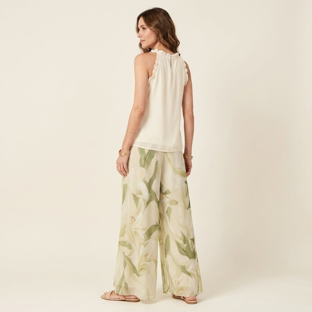 Selene™ | Conjunto Blusa Volante y Pantalón Floral
