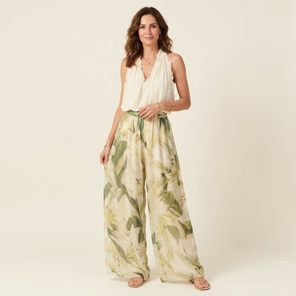 Selene™ | Conjunto Blusa Volante y Pantalón Floral