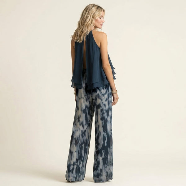 Calla™ | Conjunto Blusa Volantes y Pantalón Estampado