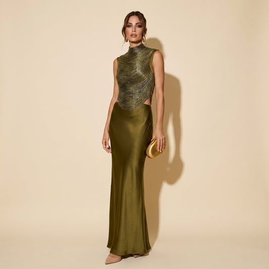 Athena™ | Vestido Largo Noche Metalizado