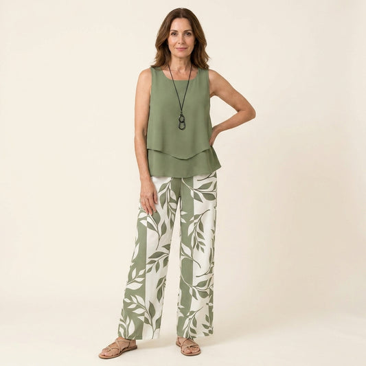 Elena™ | Conjunto Blusa y Pantalón Botánico