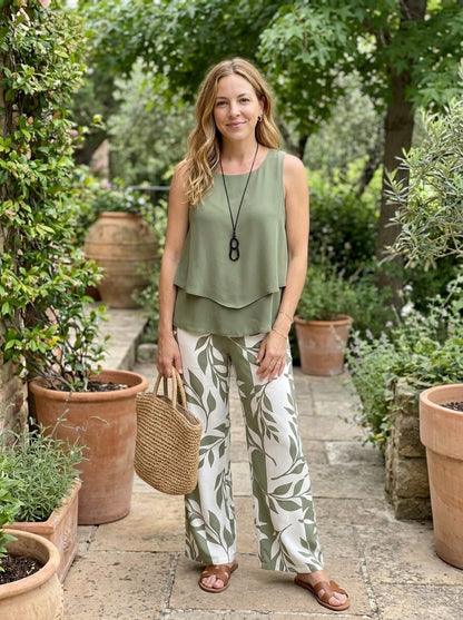 Elena™ | Conjunto Blusa y Pantalón Botánico