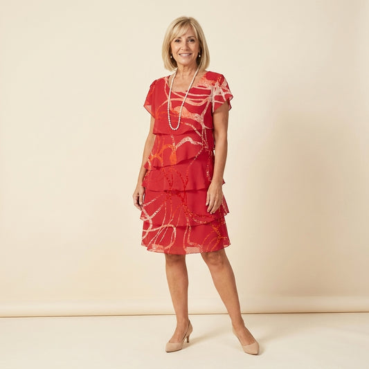 Marga™ | Vestido Fluido Rojo Estampado